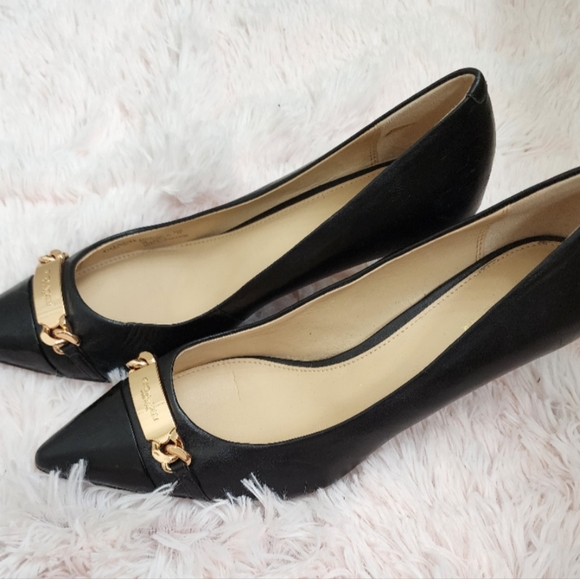*Gorgeous Coach Heels with Gold Buckle, Barely Worn SZ 9* - Picture 2 of 3